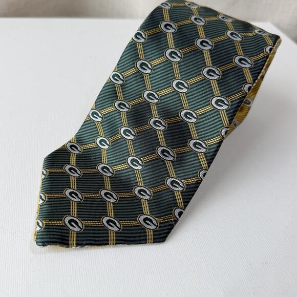 NFL Green Bay Packers Reversible Silk Tie 100% Silk Vintage Logo Pattern - Picture 14 of 16